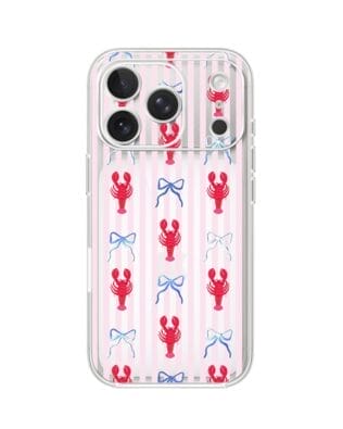 Etui do iPhone 17 Pro Max przeźroczyste, silikonowe Flexi, Summer Patterns, krab i kokardki