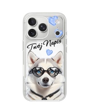 Etui do iPhone 17 Pro przeźroczyste, silikonowe Flexi, Puppy Love, pies rasy Husky