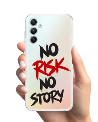 Etui do Samsung Galaxy A34 5G przeźroczyste, silikonowe Flexi, Positive Vibes, No Risk No Story