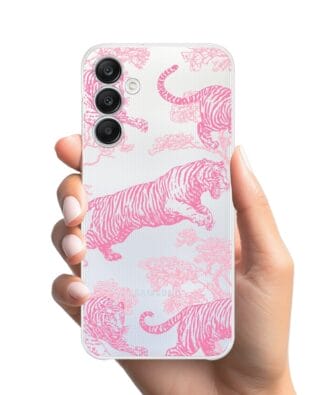 Etui do Samsung Galaxy A25 5G przeźroczyste, silikonowe Flexi, Mystic, Różowe tygrysy