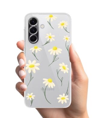 Etui do Samsung Galaxy A56 5G przeźroczyste, silikonowe Flexi, stokrotki