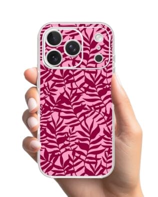 Etui do iPhone 17 Pro Max przeźroczyste, silikonowe Flexi, Summer Patterns, bordowe liście