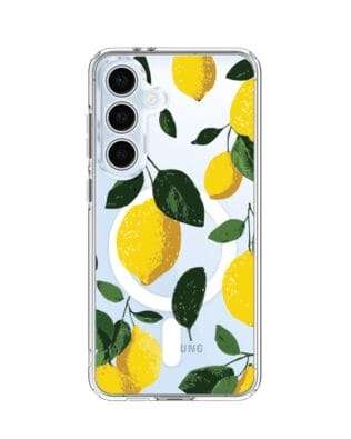 Etui do Samsung Galaxy S24 FE z MagSafe przeźroczyste, silikonowe Flexi, Italian Summer, Cytrynowe
