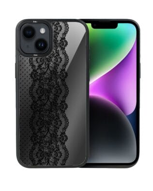 Etui do iPhone 14 Plus IBIZU DropGuard Matt z MagSafe, Midnight, Ornamentowa koronka