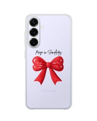 Etui do Samsung Galaxy S25 FE przeźroczyste, silikonowe Flexi, Przytulne święta, Czerwona kokarda