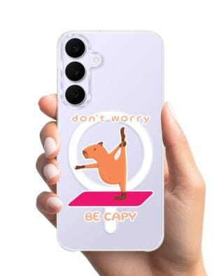 Etui do Samsung Galaxy S25 FE z MagSafe przeźroczyste, silikonowe Flexi, kapibara