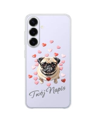 Etui do Samsung Galaxy S25 FE przeźroczyste, silikonowe Flexi, Puppy Love, pies rasy Mops