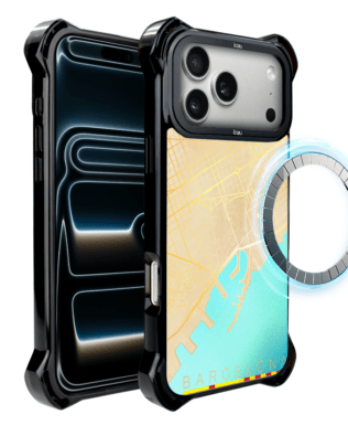 Etui do iPhone 17 Pro IBIZU DropGuard Ultra z MagSafe, mapy świata, Barcelona