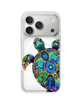 Etui do iPhone 17 Pro Max z MagSafe przeźroczyste, silikonowe Flexi, Dzika Mandala, Żółw