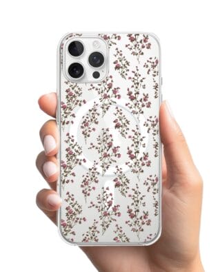 Etui do iPhone 12 Pro z MagSafe przeźroczyste, silikonowe Flexi, Mini Patterns, Różyczki