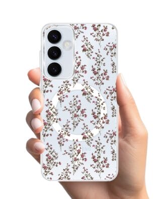 Etui do Samsung Galaxy A55 5G z MagSafe przeźroczyste, silikonowe Flexi, Mini Patterns, Różyczki