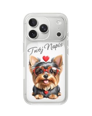 Etui do iPhone 17 Pro Max przeźroczyste, silikonowe Flexi, Puppy Love, pies rasy York