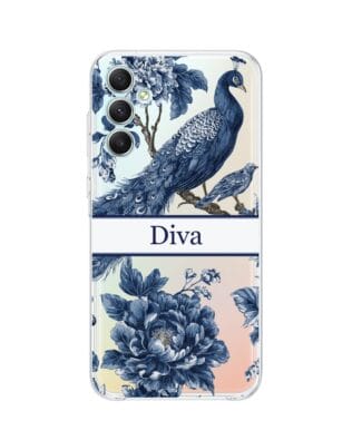 Etui do Samsung Galaxy A34 5G przeźroczyste, silikonowe Flexi, Mystic, Diva Peacock