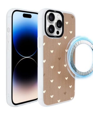 Etui do iPhone 14 Pro Max IBIZU DropGuard Matt z MagSafe, Boho, Pudrowe serca