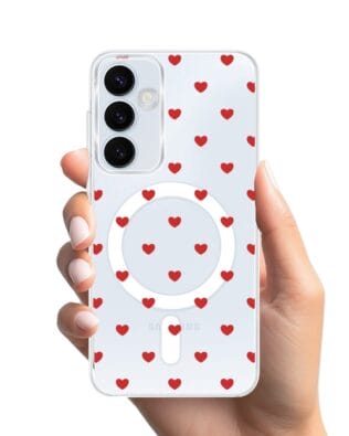 Etui do Samsung Galaxy A55 5G z MagSafe przeźroczyste, silikonowe Flexi, Mini Patterns, Serduszka