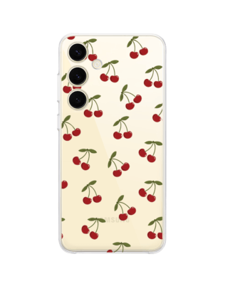 Etui do Samsung Galaxy S24 przeźroczyste, silikonowe Flexi, Mini Patterns, Wiśnie