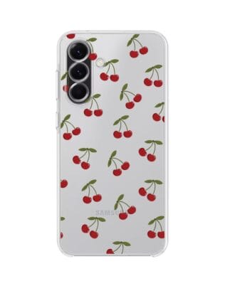 Etui do Samsung Galaxy A56 5G przeźroczyste, silikonowe Flexi, Mini Patterns, Wiśnie