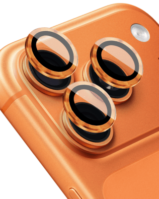 Metalowa osłona obiektywu aparatu ze szkła hartowanego 9H do iPhone 17 Pro, 1 zestaw, pomarańczowa