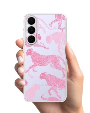 Etui do Samsung Galaxy S25 FE przeźroczyste, silikonowe Flexi, Mystic, Różowe pumy