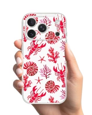 Etui do iPhone 17 Pro przeźroczyste, silikonowe Flexi, Summer Patterns, krab, muszle