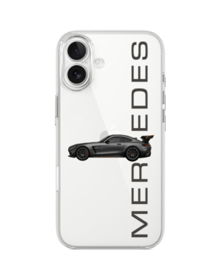 Etui do iPhone 17 przeźroczyste, silikonowe Flexi, Szybkie Auta, Stalowe AMG-GT