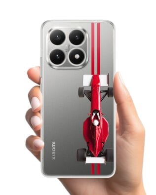 Etui do Xiaomi 15T przeźroczyste, silikonowe Flexi, Szybkie Auta, czerwone F1