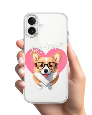 Etui do iPhone 17 przeźroczyste, silikonowe Flexi, Puppy Love, pies rasy Corgi
