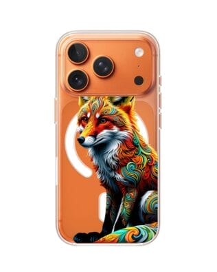 Etui do iPhone 17 Pro Max z MagSafe przeźroczyste, silikonowe Flexi, Dzika Mandala, Lis