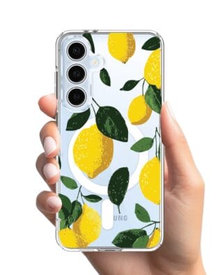 Etui do Samsung Galaxy S24 FE z MagSafe przeźroczyste, silikonowe Flexi, Italian Summer, Cytrynowe