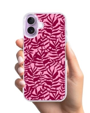 Etui do iPhone 17 z MagSafe przeźroczyste, silikonowe Flexi, Summer Patterns, bordowe liście