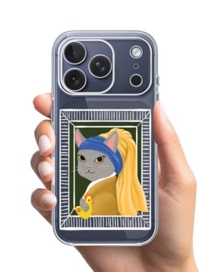 Etui do iPhone 17 Pro przeźroczyste, silikonowe Flexi, kotek z kurczakiem