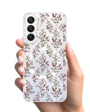 Etui do Samsung Galaxy A25 5G z MagSafe przeźroczyste, silikonowe Flexi, Mini Patterns, Różyczki