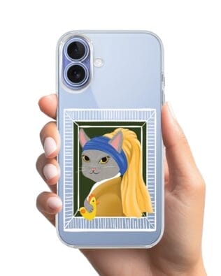 Etui do iPhone 17 przeźroczyste, silikonowe Flexi, kotek z kurczakiem