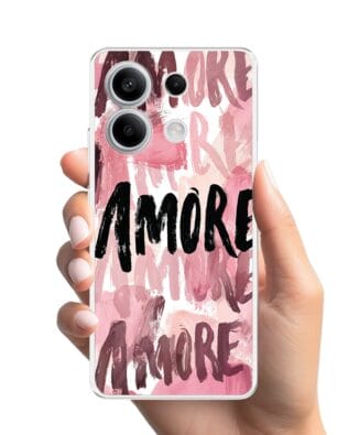 Etui do Xiaomi Redmi Note 13 Pro 5G przeźroczyste, silikonowe Flexi, Positive Vibes, Amore Amore