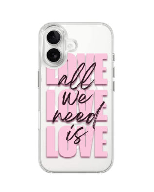 Etui do iPhone 16 Plus z MagSafe przeźroczyste, silikonowe Flexi, Positive Vibes, All We Need Is Love