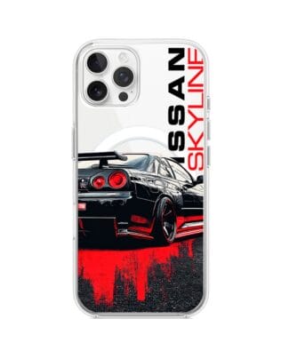 Etui do iPhone 12 Pro z MagSafe przeźroczyste, silikonowe Flexi, Szybkie Auta, czarny Skyline