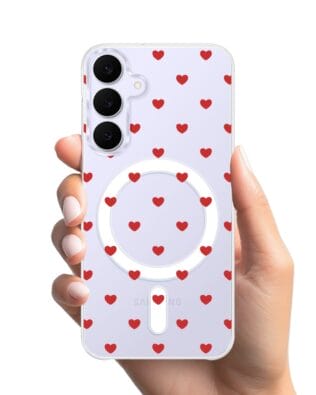 Etui do Samsung Galaxy S25 FE z MagSafe przeźroczyste, silikonowe Flexi, Mini Patterns, Serduszka