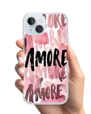 Etui do iPhone 15 Plus przeźroczyste, silikonowe Flexi, Positive Vibes, Amore Amore