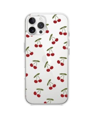 Etui do iPhone 12 Pro przeźroczyste, silikonowe Flexi, Mini Patterns, Wiśnie