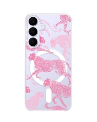 Etui do Samsung Galaxy S25 FE z MagSafe przeźroczyste, silikonowe Flexi, Mystic, Różowe pumy