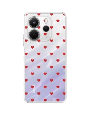 Etui do Xiaomi Redmi Note 14 4G przeźroczyste, silikonowe Flexi, Mini Patterns, Serduszka