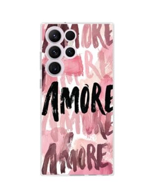 Etui do Samsung Galaxy S23 Ultra przeźroczyste, silikonowe Flexi, Positive Vibes, Amore Amore