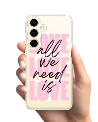 Etui do Samsung Galaxy S24 z MagSafe przeźroczyste, silikonowe Flexi, Positive Vibes, All We Need Is Love