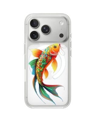 Etui do iPhone 17 Pro Max z MagSafe przeźroczyste, silikonowe Flexi, Dzika Mandala, Złota ryba