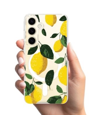 Etui do Samsung Galaxy S24 z MagSafe przeźroczyste, silikonowe Flexi, Italian Summer, Cytrynowe