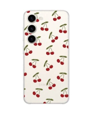 Etui do Samsung Galaxy S23 FE 5G przeźroczyste, silikonowe Flexi, Mini Patterns, Wiśnie