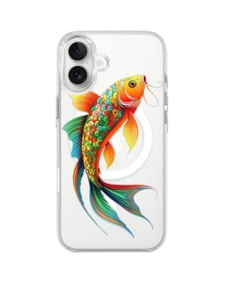 Etui do iPhone 17 z MagSafe przeźroczyste, silikonowe Flexi, Dzika Mandala, Złota ryba