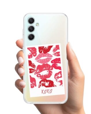 Etui do Samsung Galaxy A34 5G przeźroczyste, silikonowe Flexi, pocałunki, polaroid
