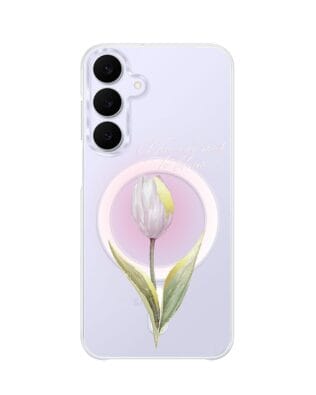 Etui do Samsung Galaxy S25 FE z MagSafe przeźroczyste, silikonowe Flexi, tulipan