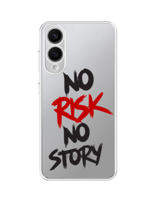 Etui do Samsung Galaxy S25 Edge przeźroczyste, silikonowe Flexi, Positive Vibes, No Risk No Story